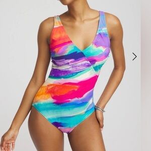 Chicos Gottex womens Colorful Abstract Swimsuit New NWT